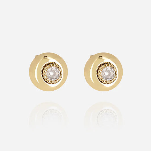 Boucles d’oreilles Galdo ZAG en acier inoxydable doré avec zircon central