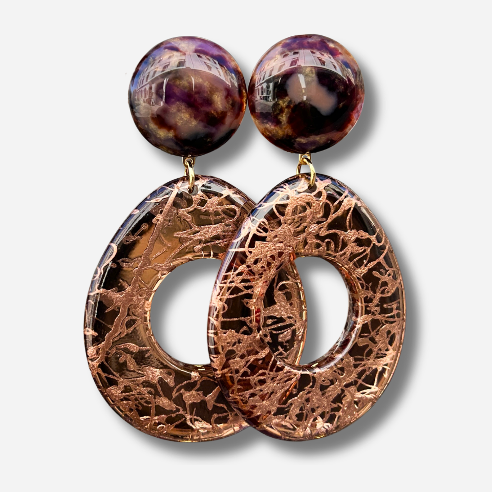 Boucles d’oreilles Galet Marron Francine Bramli Paris
