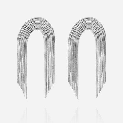 Boucles d’oreilles Giave ZAG en acier inoxydable doré ou argenté avec chaînes pendantes