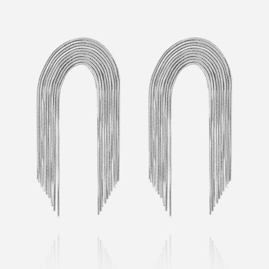 Boucles d’oreilles Giave ZAG en acier inoxydable doré ou argenté avec chaînes pendantes