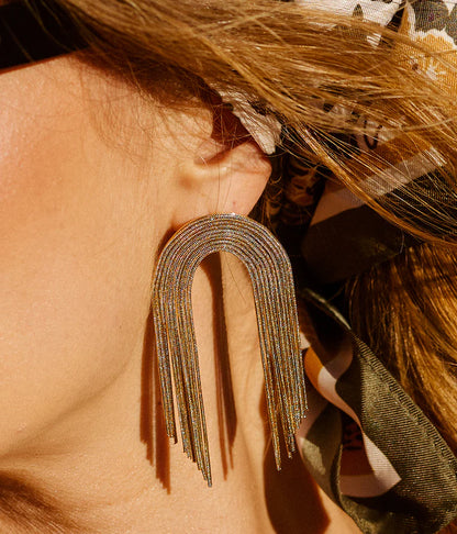 Boucles d’oreilles Giave ZAG en acier inoxydable doré ou argenté avec chaînes pendantes