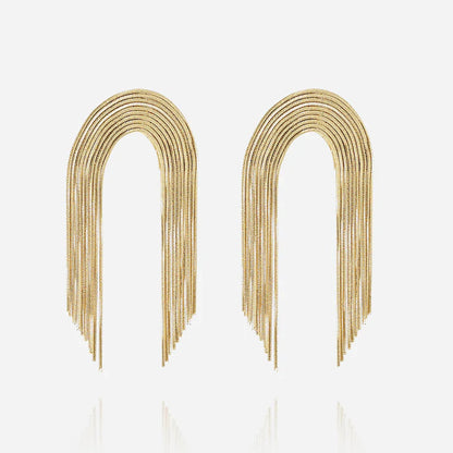 Boucles d’oreilles Giave ZAG en acier inoxydable doré ou argenté avec chaînes pendantes