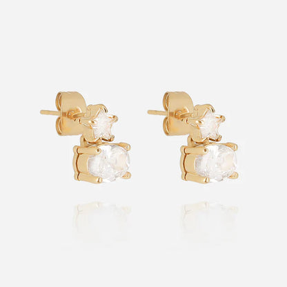 Boucles d’oreilles Gioia ZAG en acier inoxydable doré avec étoile et zirconiums blancs