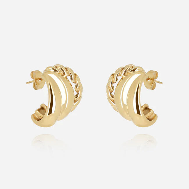 Boucles d’oreilles Giorgio ZAG en acier inoxydable doré avec détail chaîne