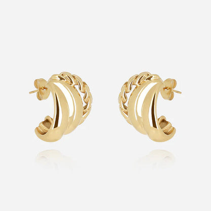 Boucles d’oreilles Giorgio ZAG en acier inoxydable doré avec détail chaîne
