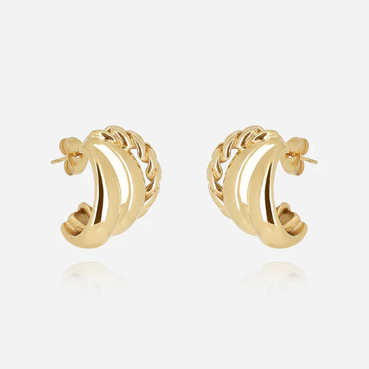 Boucles d’oreilles Giorgio ZAG en acier inoxydable doré avec détail chaîne
