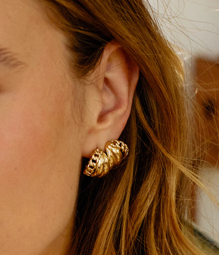 Boucles d’oreilles Giorgio ZAG en acier inoxydable doré avec détail chaîne
