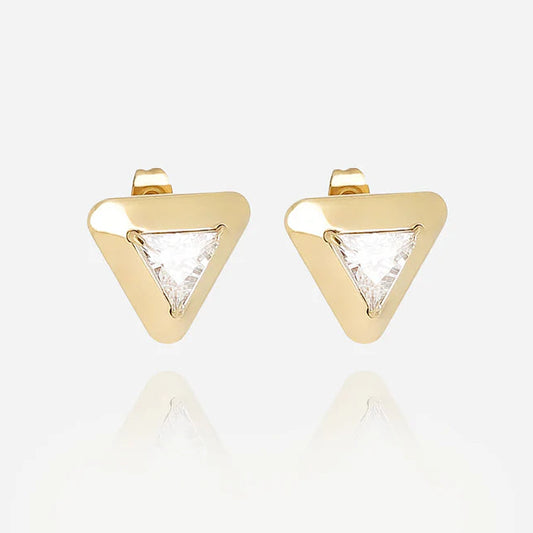 Boucles d’oreilles Goki ZAG en acier inoxydable doré avec zircon triangulaire
