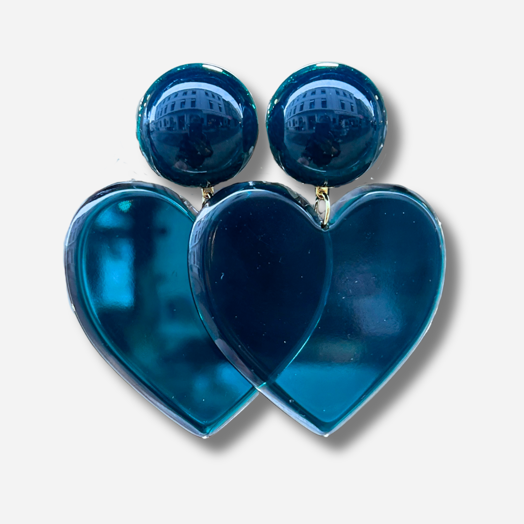 Boucles d’oreilles Heart Bleu Canard Francine Bramli Paris – Divinity Sète