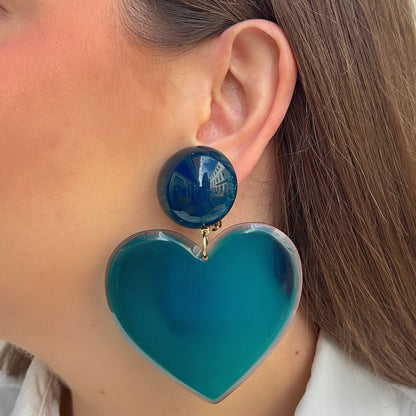 Boucles d’oreilles Heart Bleu Canard Francine Bramli Paris – Divinity Sète