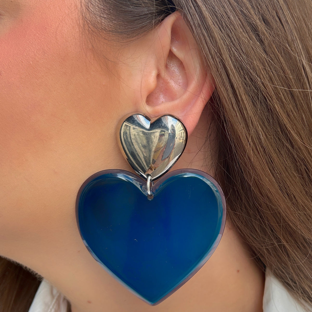 Boucles d’oreilles Heart Bleu Silver Francine Bramli Paris – Divinity Sète