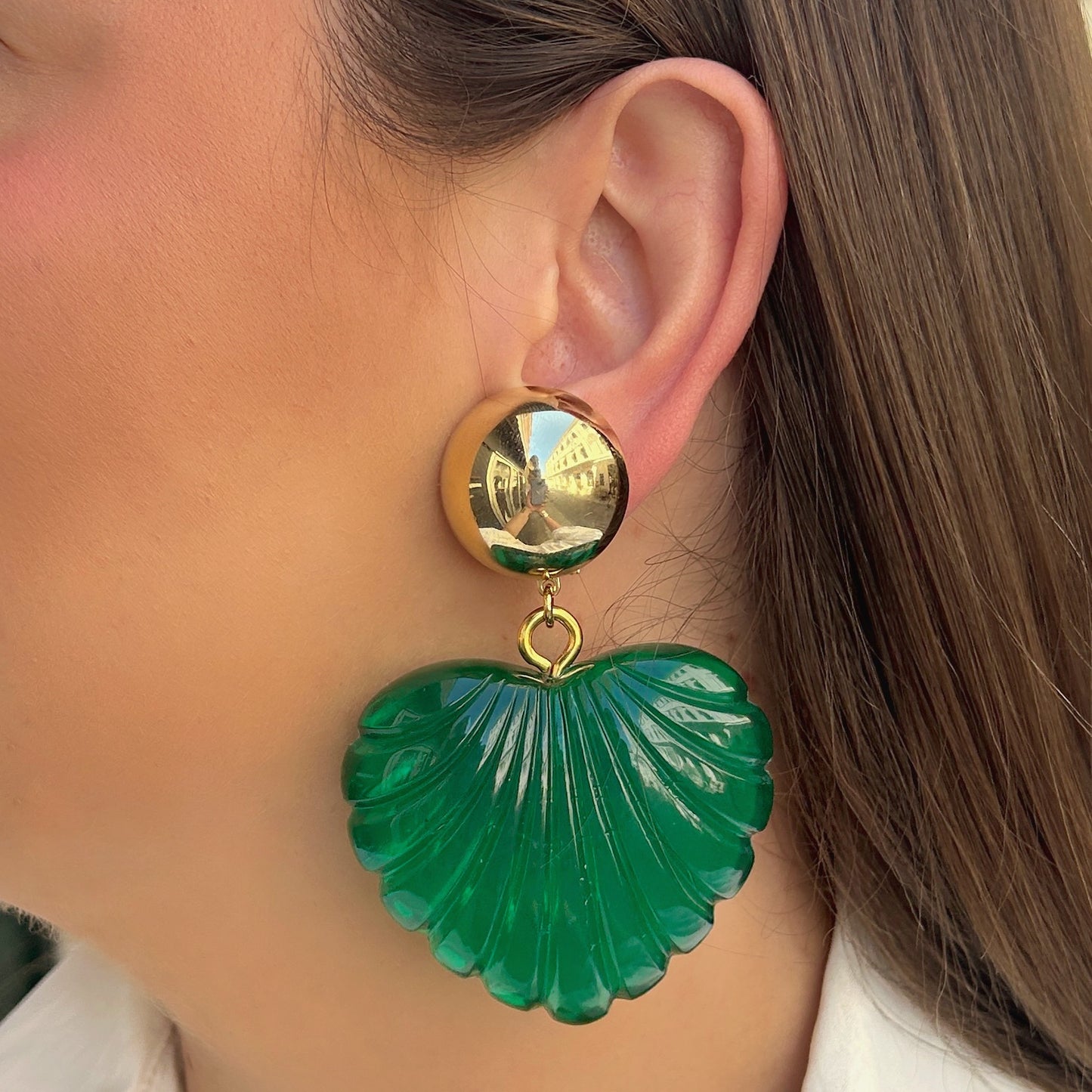 BOUCLES D'OREILLES - HEART VERT