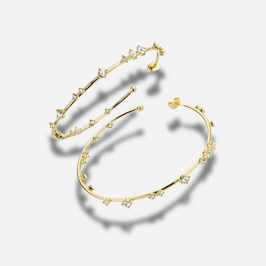 Boucles d’oreilles Hoops Mya Bay créoles dorées serties de strass