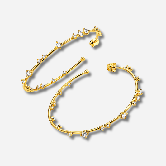 Boucles d’oreilles Hoops Mya Bay créoles dorées serties de strass