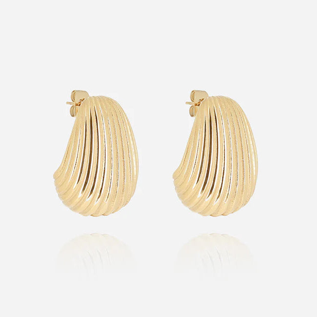 Boucles d’oreilles Isée ZAG en acier inoxydable doré texturé