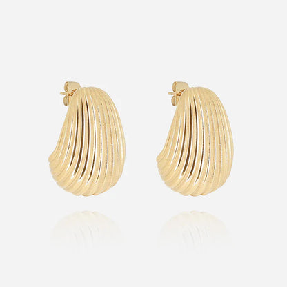 Boucles d’oreilles Isée ZAG en acier inoxydable doré texturé