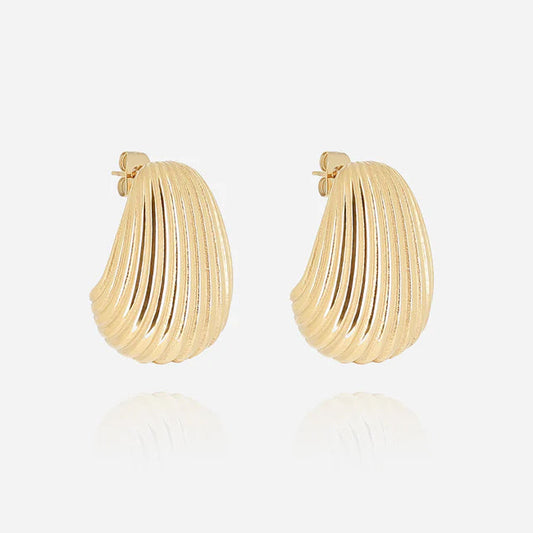 Boucles d’oreilles Isée ZAG en acier inoxydable doré texturé