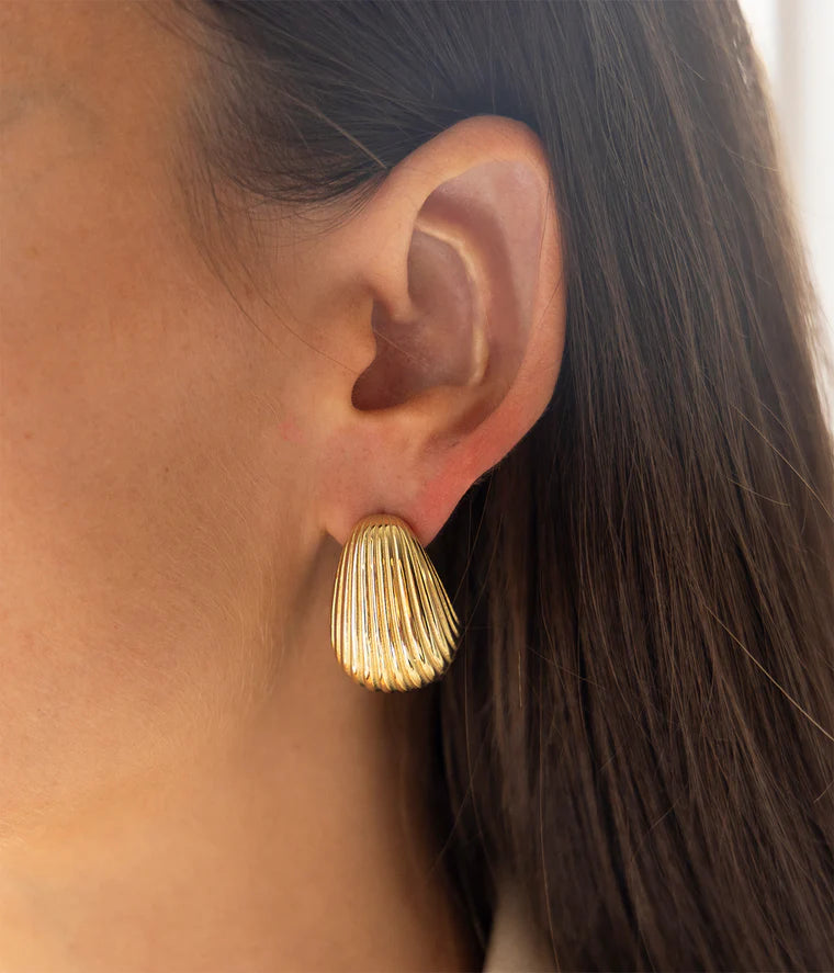 Boucles d’oreilles Isée ZAG en acier inoxydable doré texturé