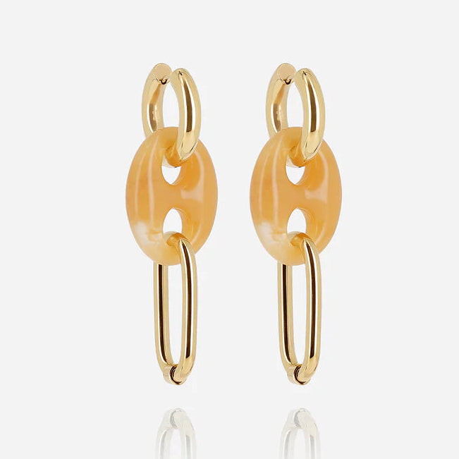 Boucles d’oreilles Ivy ZAG en acier inoxydable doré et résine marbrée