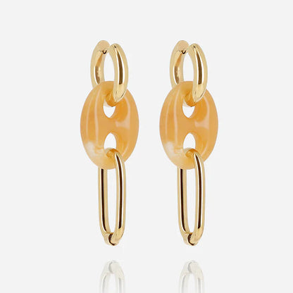 Boucles d’oreilles Ivy ZAG en acier inoxydable doré et résine marbrée