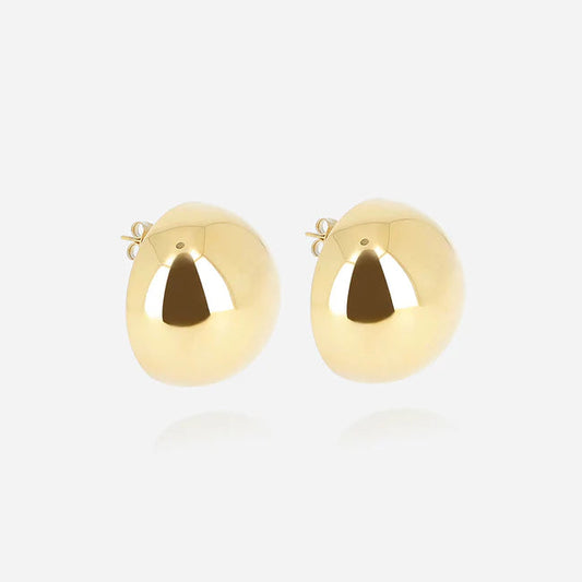 Boucles d’oreilles Kleeva ZAG en acier inoxydable doré avec forme ronde bombée