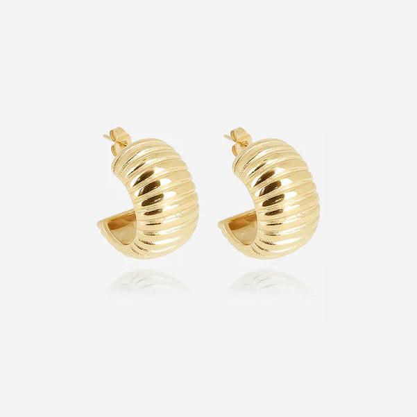 Boucles d’oreilles Lady ZAG en acier inoxydable doré créoles bombées
