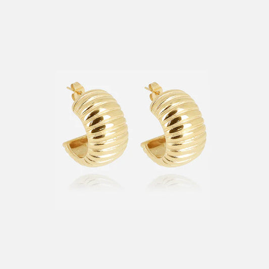 Boucles d’oreilles Lady ZAG en acier inoxydable doré créoles bombées