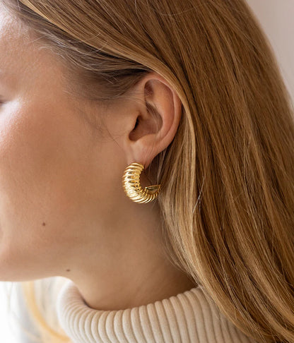 Boucles d’oreilles Lady ZAG en acier inoxydable doré créoles bombées