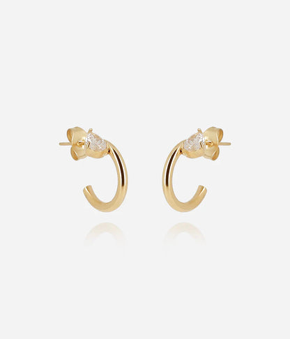Boucles d’oreilles Laureto Zag créoles dorées avec cristal et chaînes pendantes