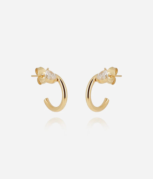 Boucles d’oreilles Laureto Zag créoles dorées avec cristal et chaînes pendantes