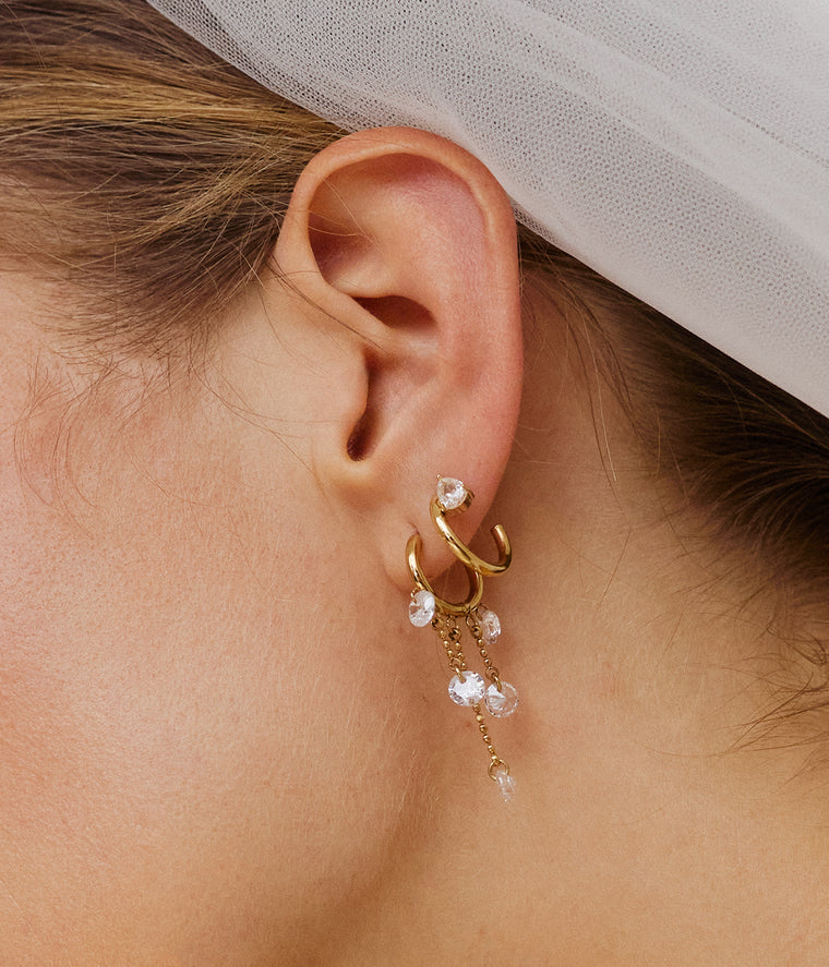 Boucles d’oreilles Laureto Zag portées à l’oreille
