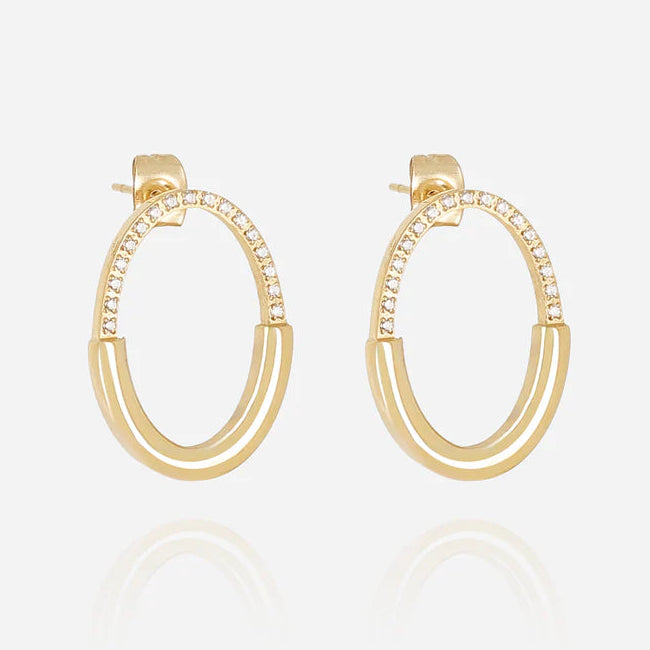 Boucles d’oreilles Leandro ZAG en acier inoxydable doré avec oxydes scintillants