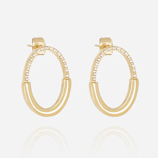Boucles d’oreilles Leandro ZAG en acier inoxydable doré avec oxydes scintillants