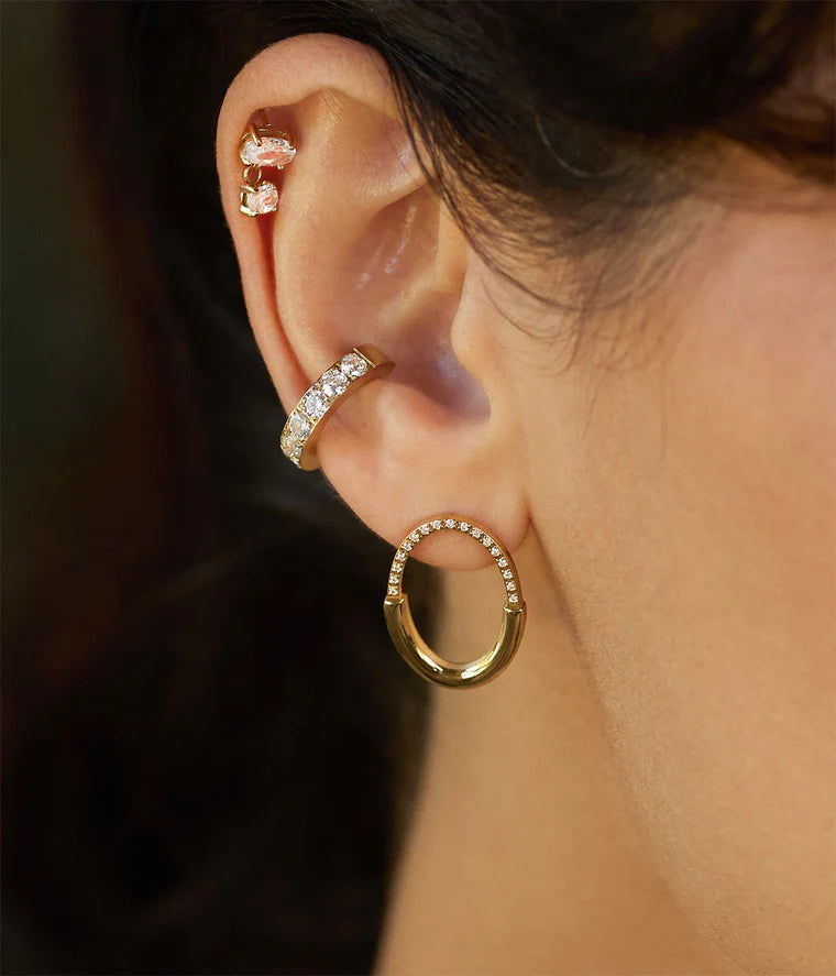 Boucles d’oreilles Leandro ZAG en acier inoxydable doré avec oxydes scintillants