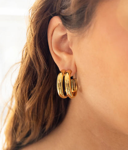 Boucles d’oreilles Lois ZAG en acier inoxydable doré ou argenté