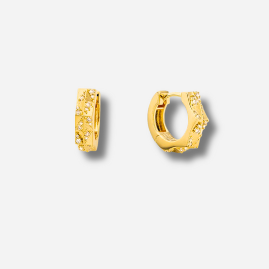 Boucles d’oreilles London Mya Bay créoles dorées géométriques serties de strass