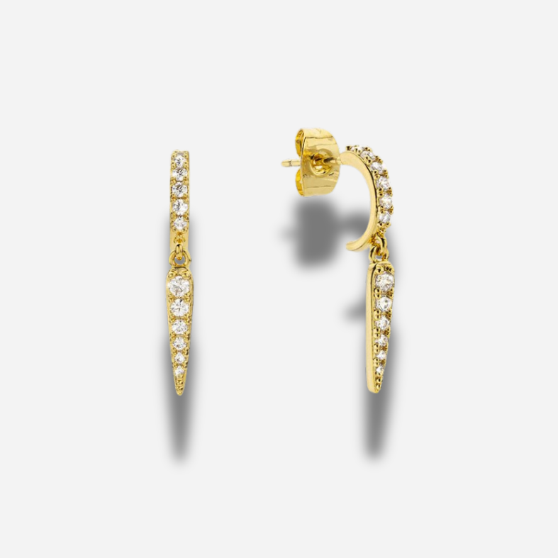 Boucles d’oreilles London Way Mya Bay créoles pendantes dorées avec strass