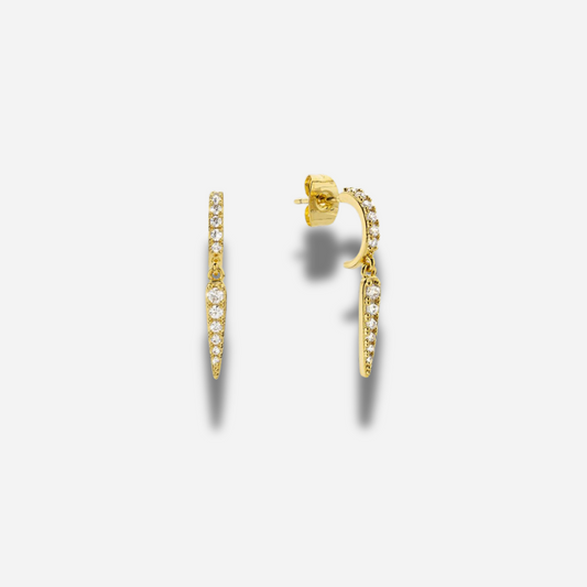 Boucles d’oreilles London Way Mya Bay créoles pendantes dorées avec strass