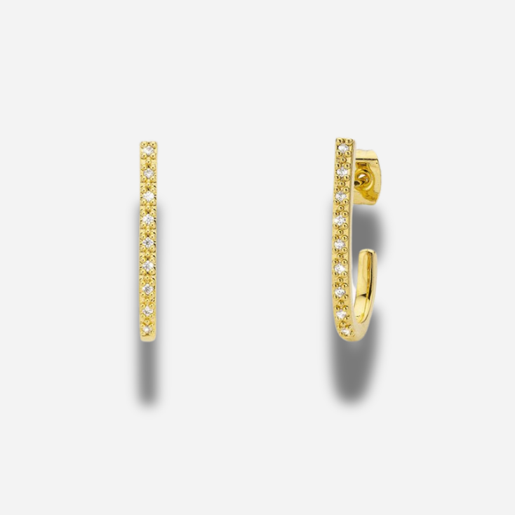 Boucles d’oreilles Long Delhi Mya Bay créoles longues dorées serties de strass
