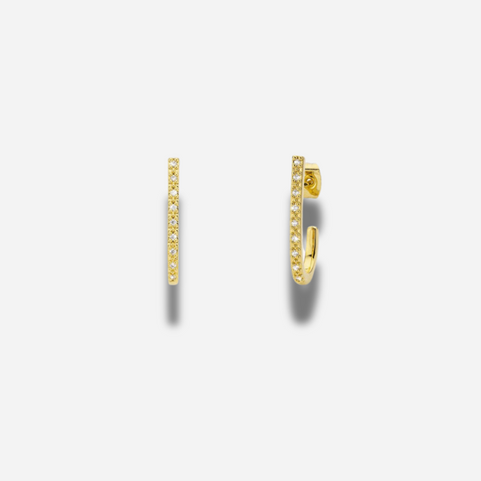 Boucles d’oreilles Long Delhi Mya Bay créoles longues dorées serties de strass