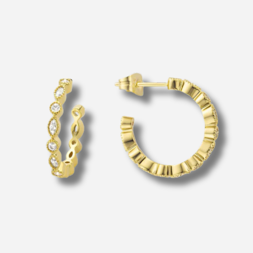 Boucles d’oreilles Lovely Infinity Mya Bay créoles dorées avec motif infini en strass