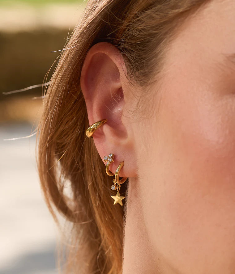 Boucles d’oreilles Lucky Star ZAG en acier inoxydable doré avec pendentif étoile et zirconium