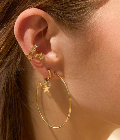 Boucles d’oreilles Lucky Star ZAG en acier inoxydable doré avec pendentif étoile et zirconium