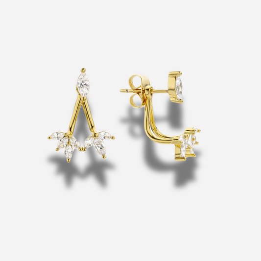 Boucles d’oreilles Magnolia Branch Mya Bay dorées avec motif floral en strass