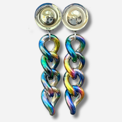 Boucles d’oreilles Maillons Arc-en-ciel Miroir Francine Bramli Paris
