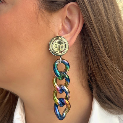 Boucles d’oreilles Maillons Arc-en-ciel Miroir Francine Bramli Paris
