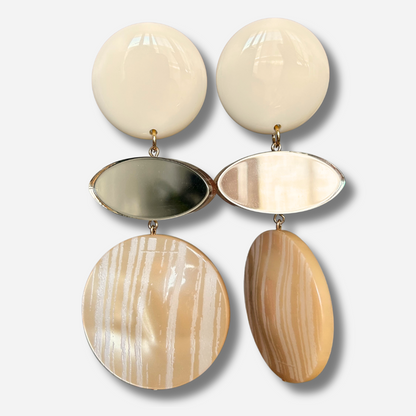 Boucles d’oreilles Marselline Alba ivoire beige et doré Francine Bramli Paris
