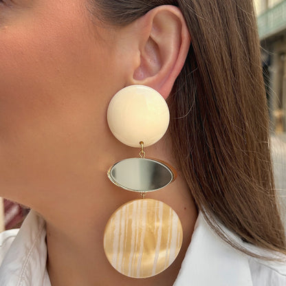Boucles d’oreilles Marselline Alba ivoire beige et doré Francine Bramli Paris
