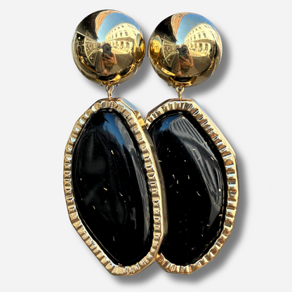Boucles d’oreilles Maya Gold noir et doré Francine Bramli Paris
