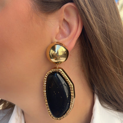 Boucles d’oreilles Maya Gold noir et doré Francine Bramli Paris

